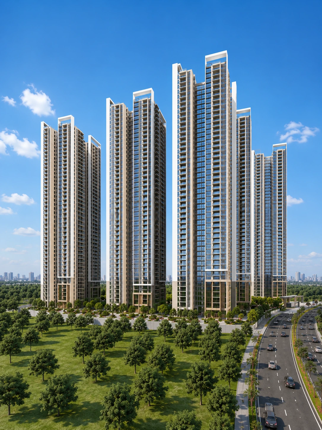 16-acre resort-style gated community with 8 high-rise residential towers in Neopolis